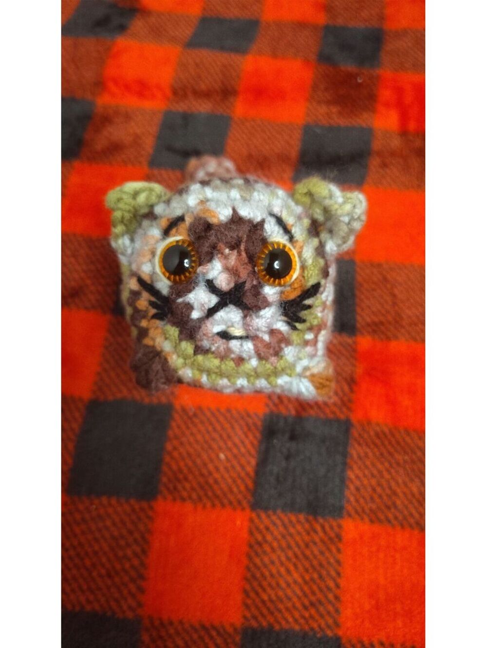 Handmade Crochet Mini Calico Cat Amigurumi Plush Big Eyes One of a Kind